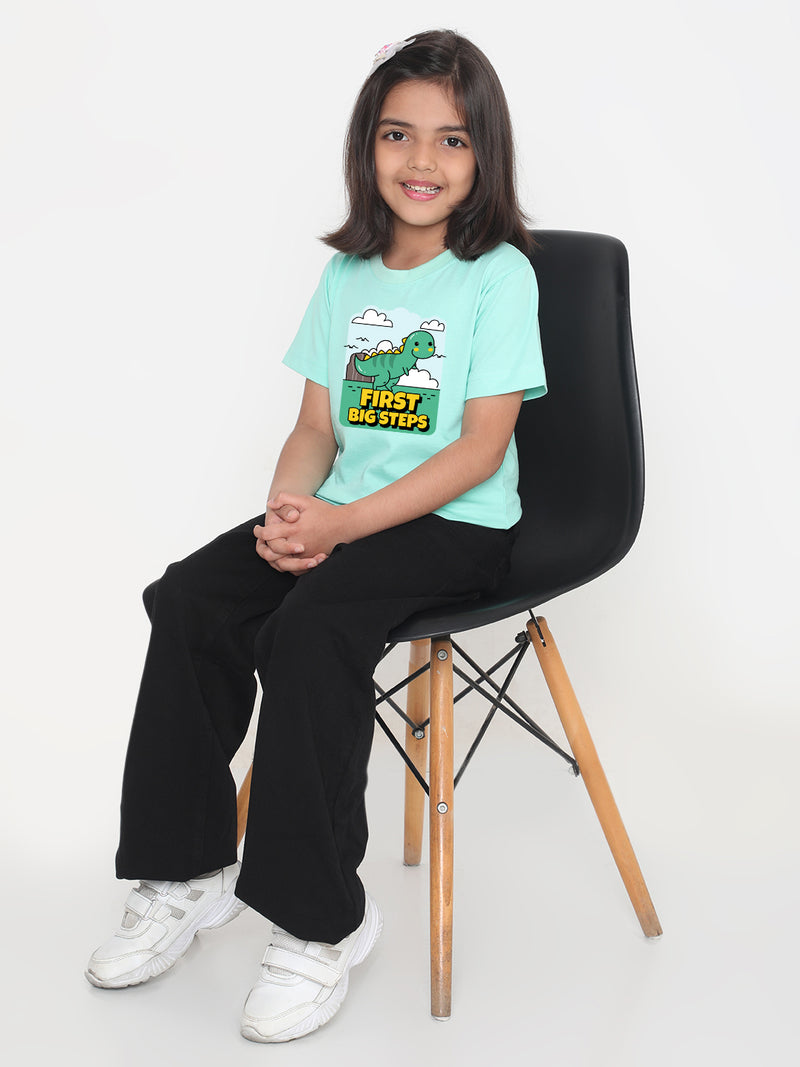 Kids Dinosaur First Big Steps T-shirt for Girls