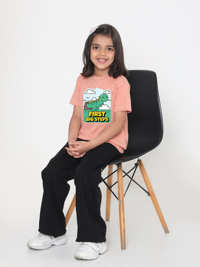 Kids Dinosaur First Big Steps T-shirt for Girls