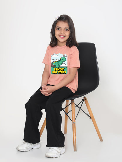 Kids Dinosaur First Big Steps T-shirt for Girls