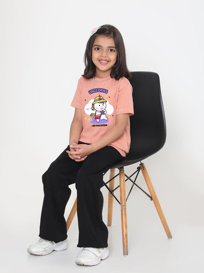 Kids Unicorn on Vacation T-shirt for Girls