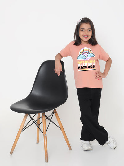 Rainbow Printed T-shirt for Kids Girls