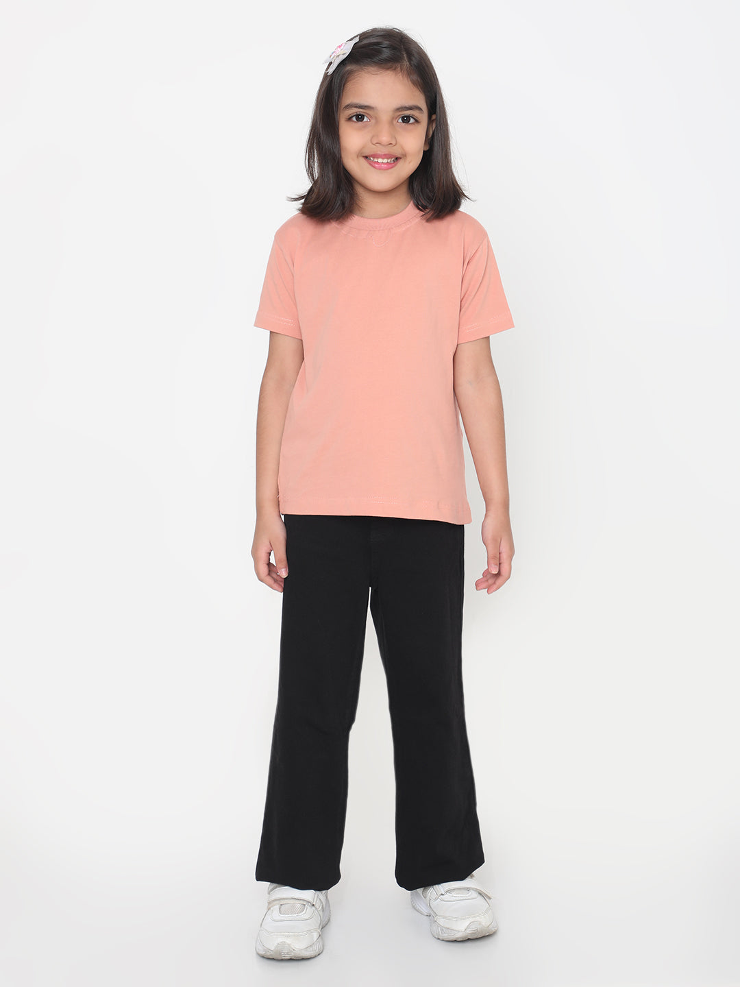 Kids Girls Pure Cotton Plain T-Shirt- Faltu.co