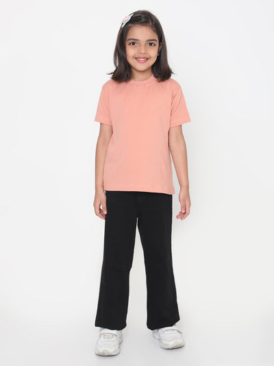 Kids Girls Pure Cotton Plain T-Shirt- Faltu.co