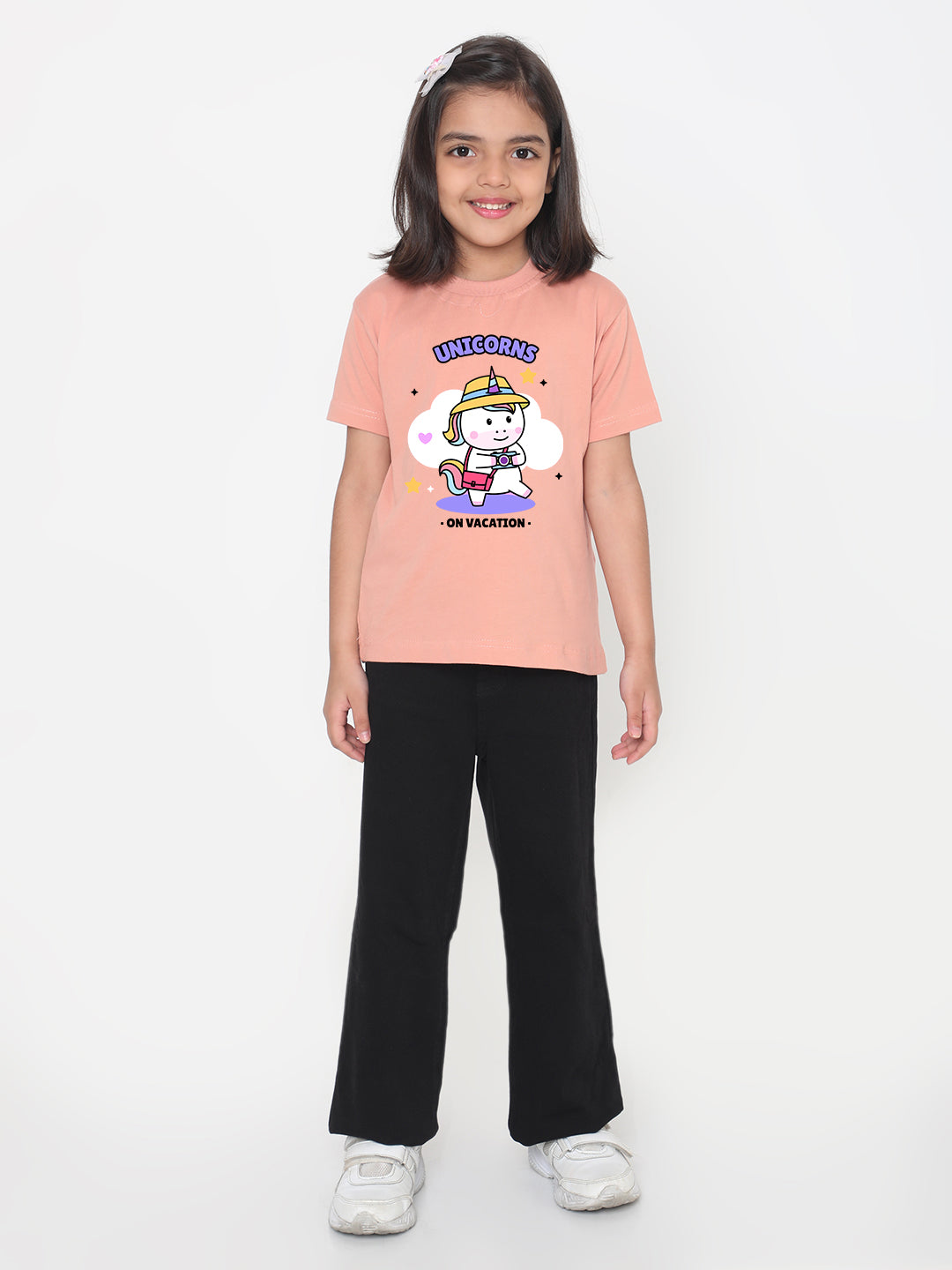 Kids Unicorn on Vacation T-shirt for Girls
