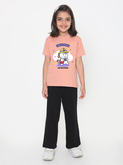 Kids Unicorn on Vacation T-shirt for Girls
