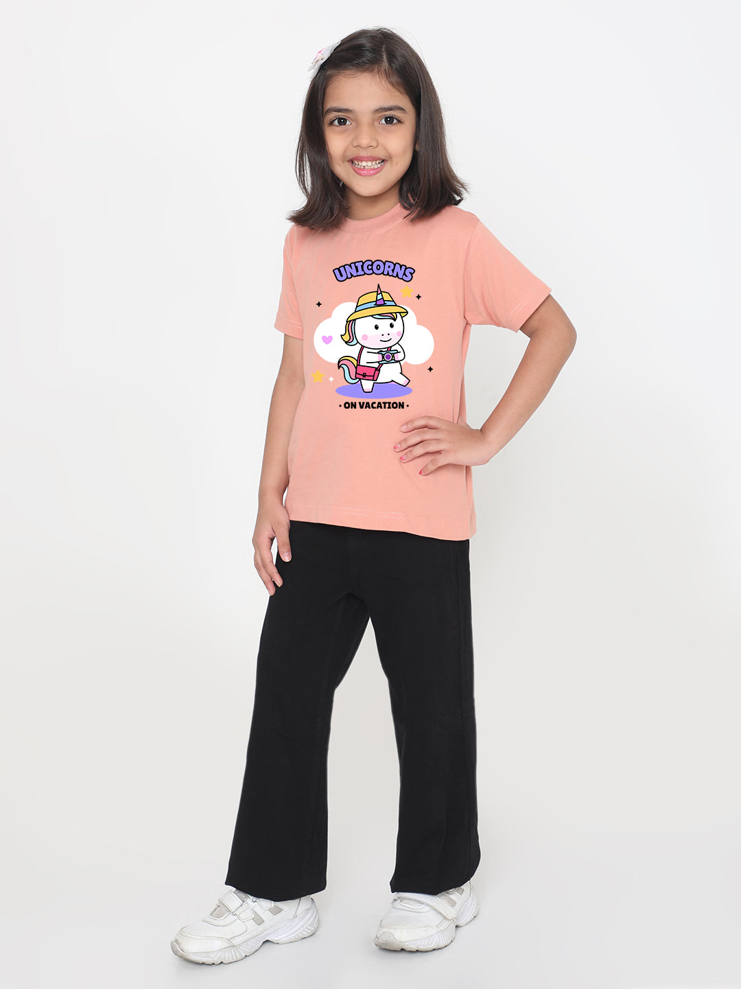 Kids Unicorn on Vacation T-shirt for Girls