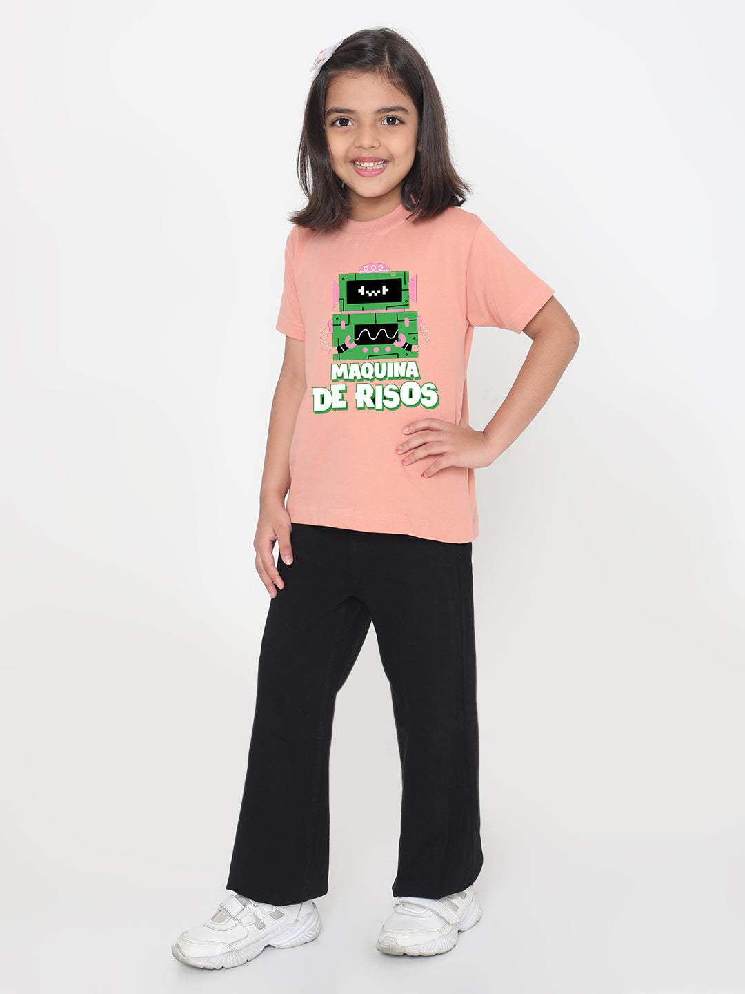 Kids Robot Maquina de Risos T-shirt for Girls