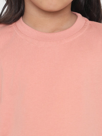 Kids Girls Pure Cotton Plain T-Shirt- Faltu.co