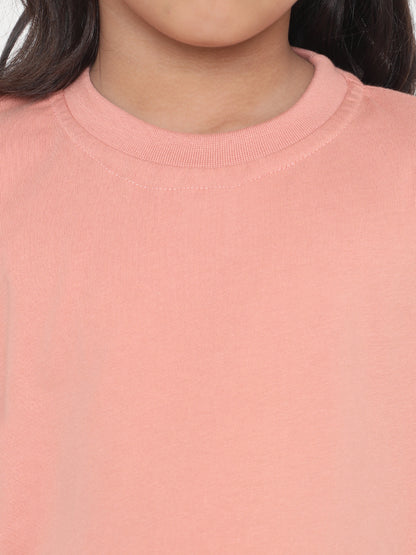 Kids Girls Pure Cotton Plain T-Shirt- Faltu.co