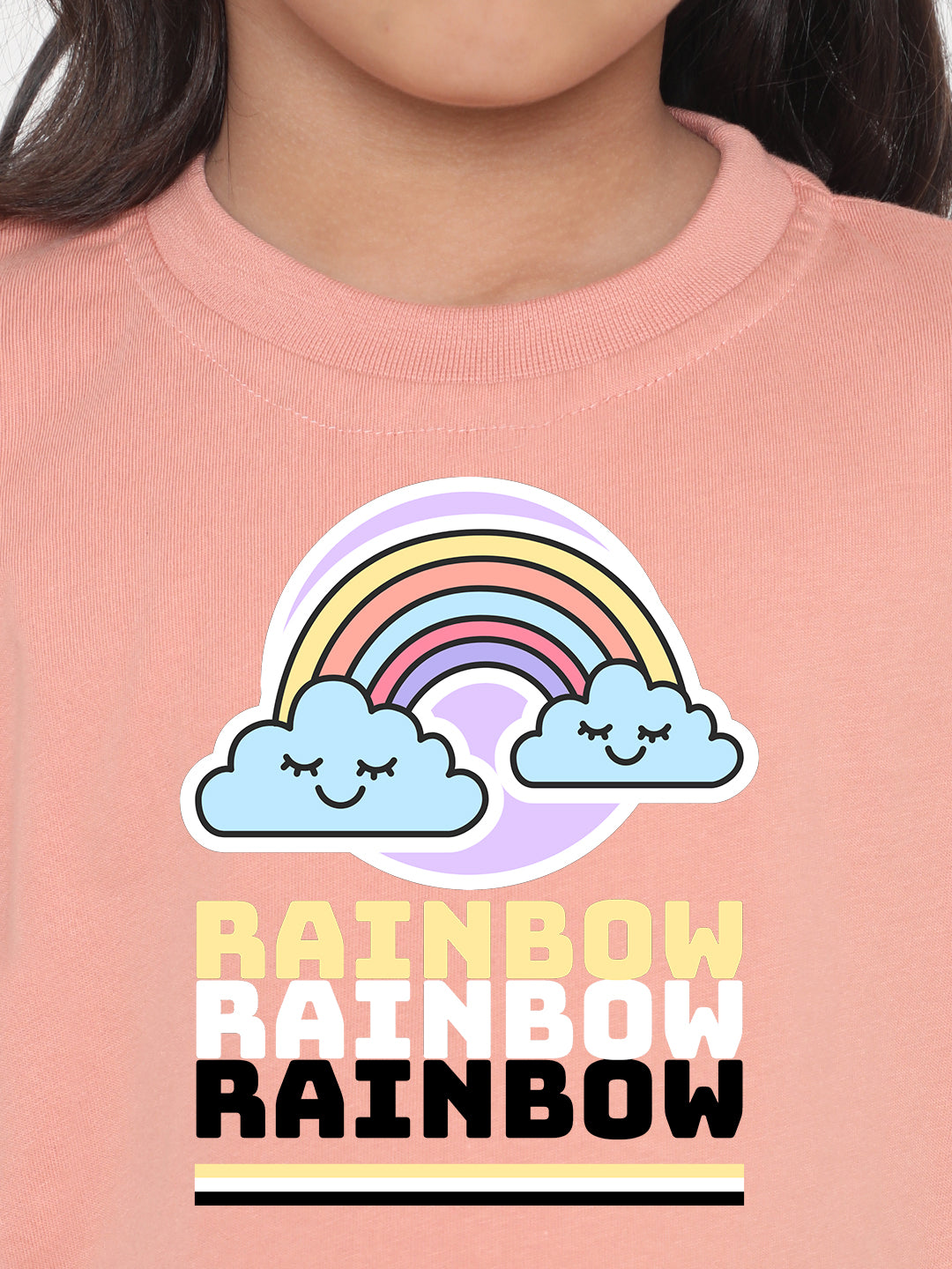 Rainbow Printed T-shirt for Kids Girls