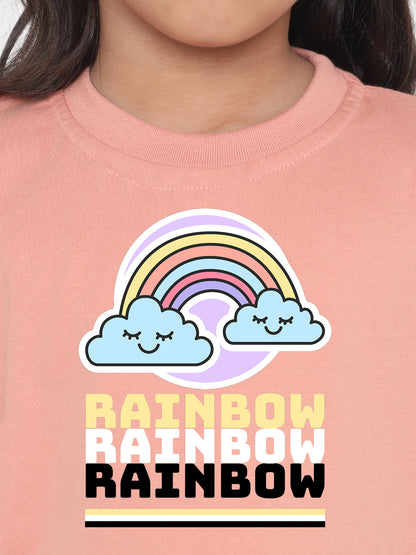 Rainbow Printed T-shirt for Kids Girls