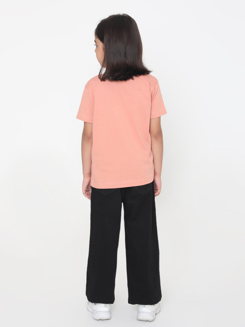 Kids Girls Pure Cotton Plain T-Shirt- Faltu.co