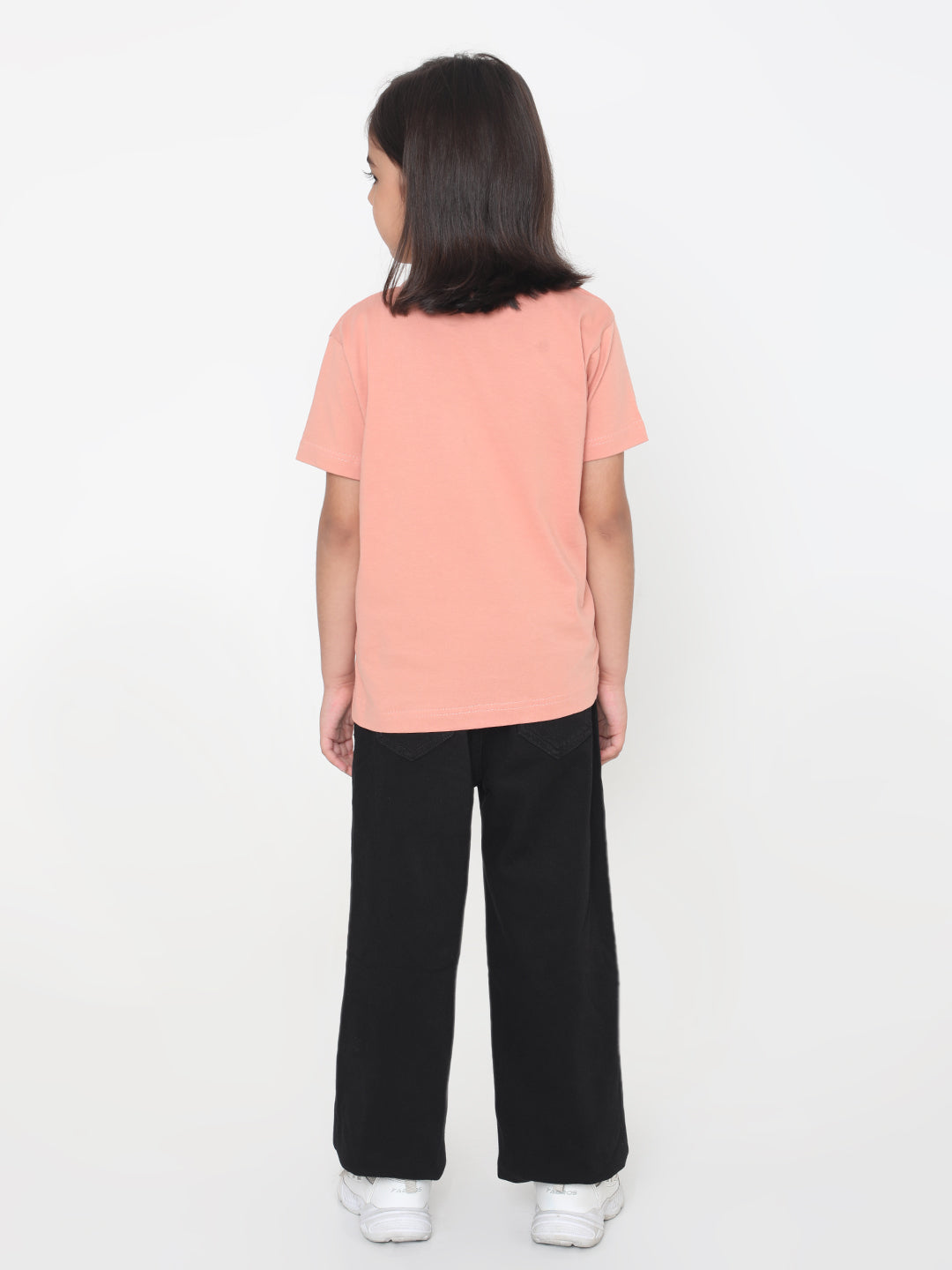 Kids Girls Pure Cotton Plain T-Shirt- Faltu.co