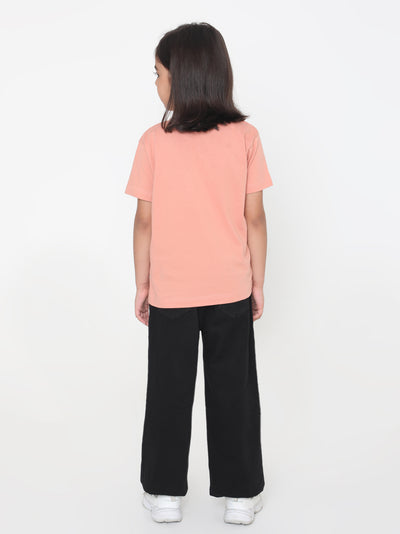 Kids Girls Pure Cotton Plain T-Shirt- Faltu.co