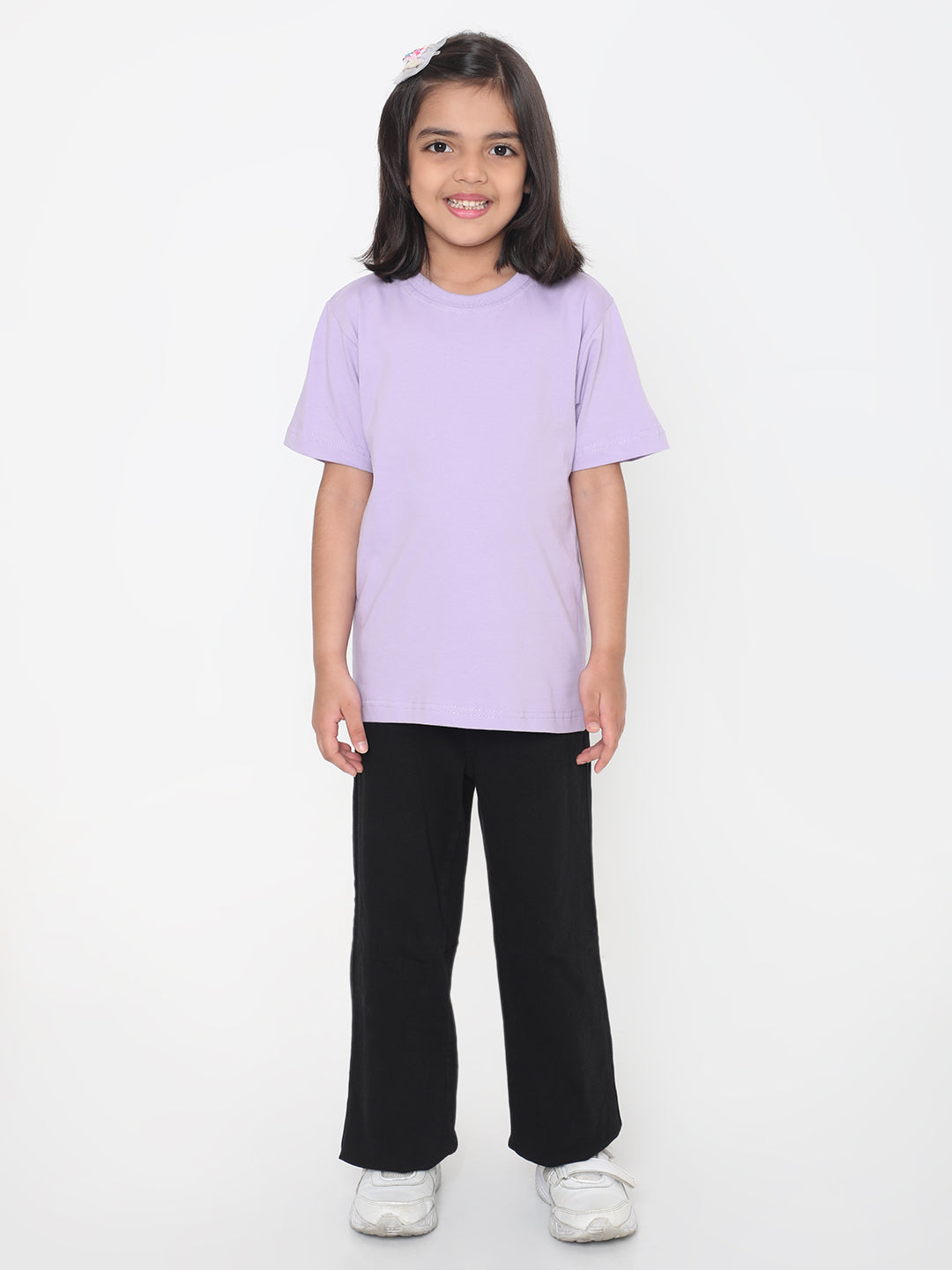 Kids Girls Pure Cotton Plain T-Shirt- Faltu.co