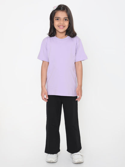 Kids Girls Pure Cotton Plain T-Shirt- Faltu.co