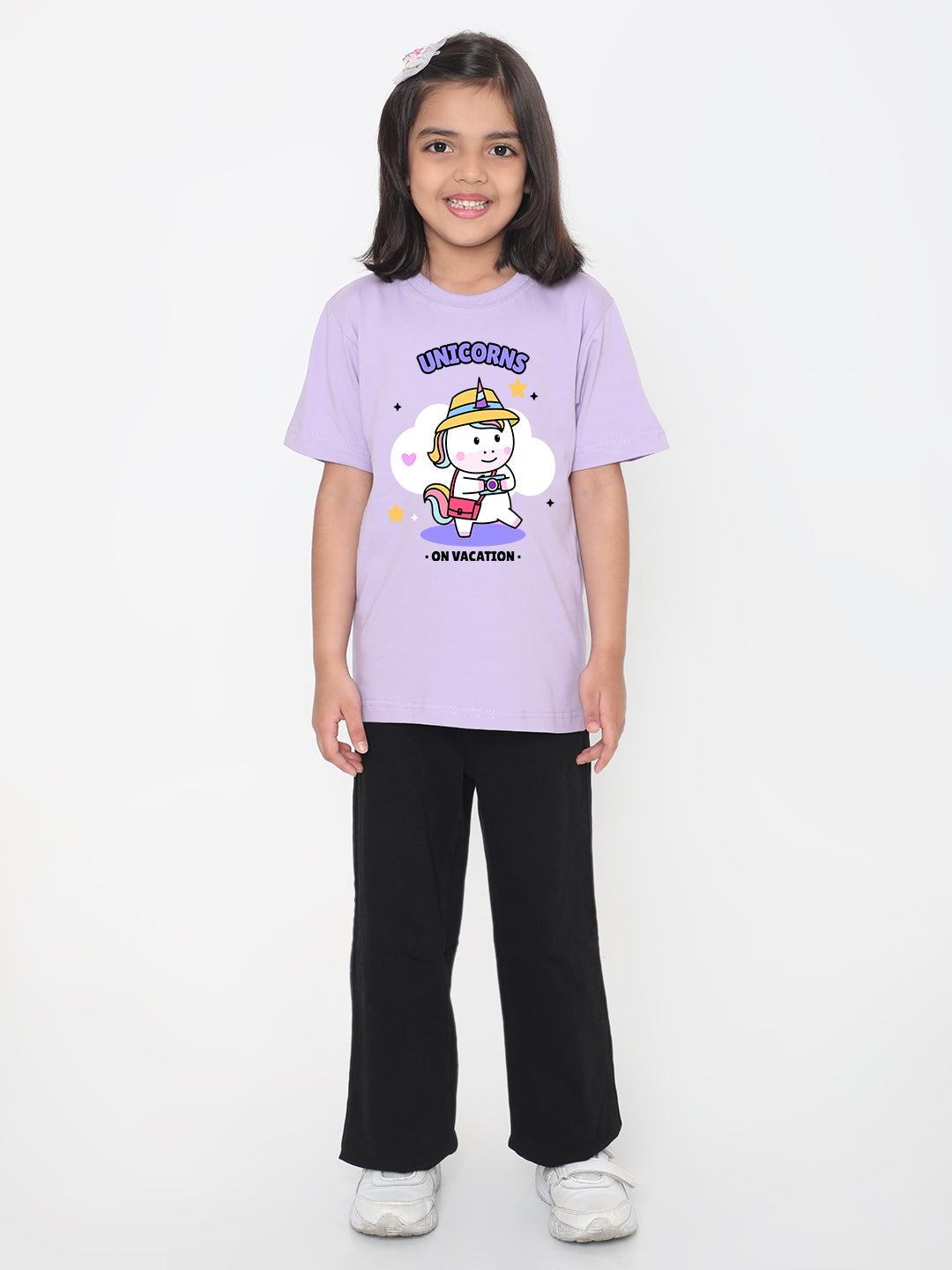 Kids Unicorn on Vacation T-shirt for Girls