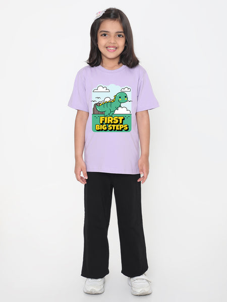 Kids Dinosaur First Big Steps T-shirt for Girls