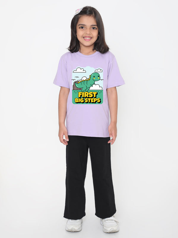 Kids Dinosaur First Big Steps T-shirt for Girls