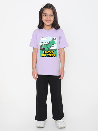 Kids Dinosaur First Big Steps T-shirt for Girls