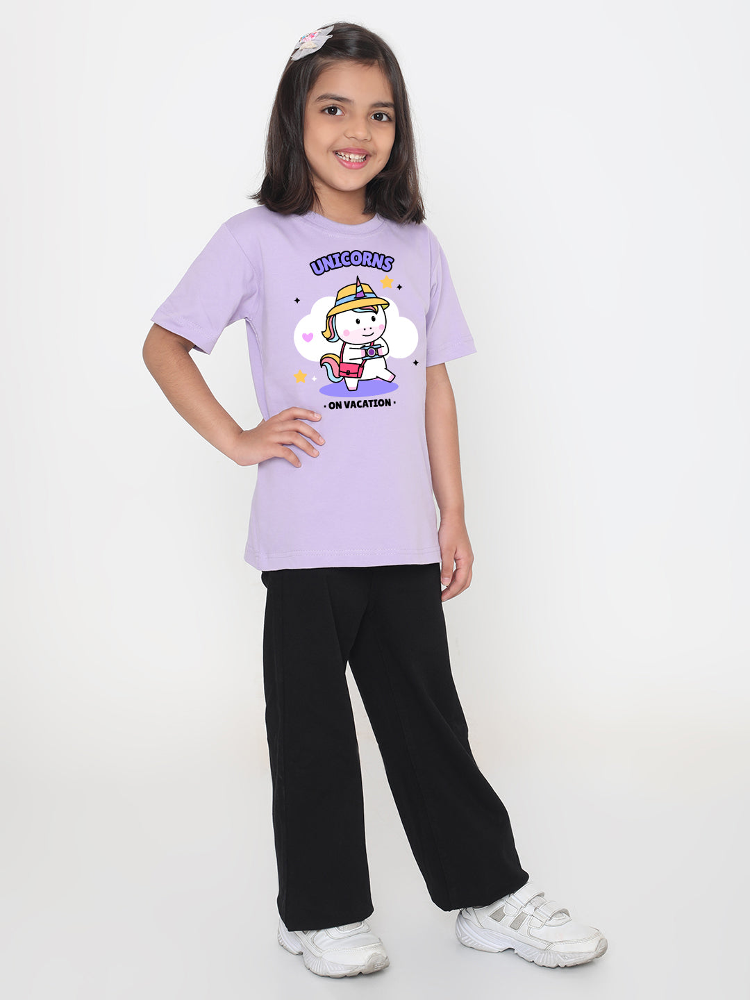 Kids Unicorn on Vacation T-shirt for Girls