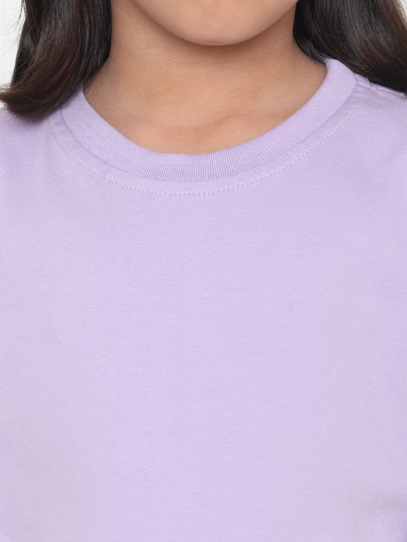 Kids Girls Pure Cotton Plain T-Shirt- Faltu.co