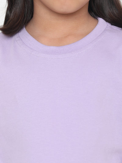 Kids Girls Pure Cotton Plain T-Shirt- Faltu.co