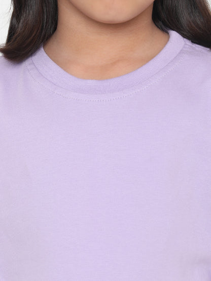 Kids Girls Pure Cotton Plain T-Shirt- Faltu.co