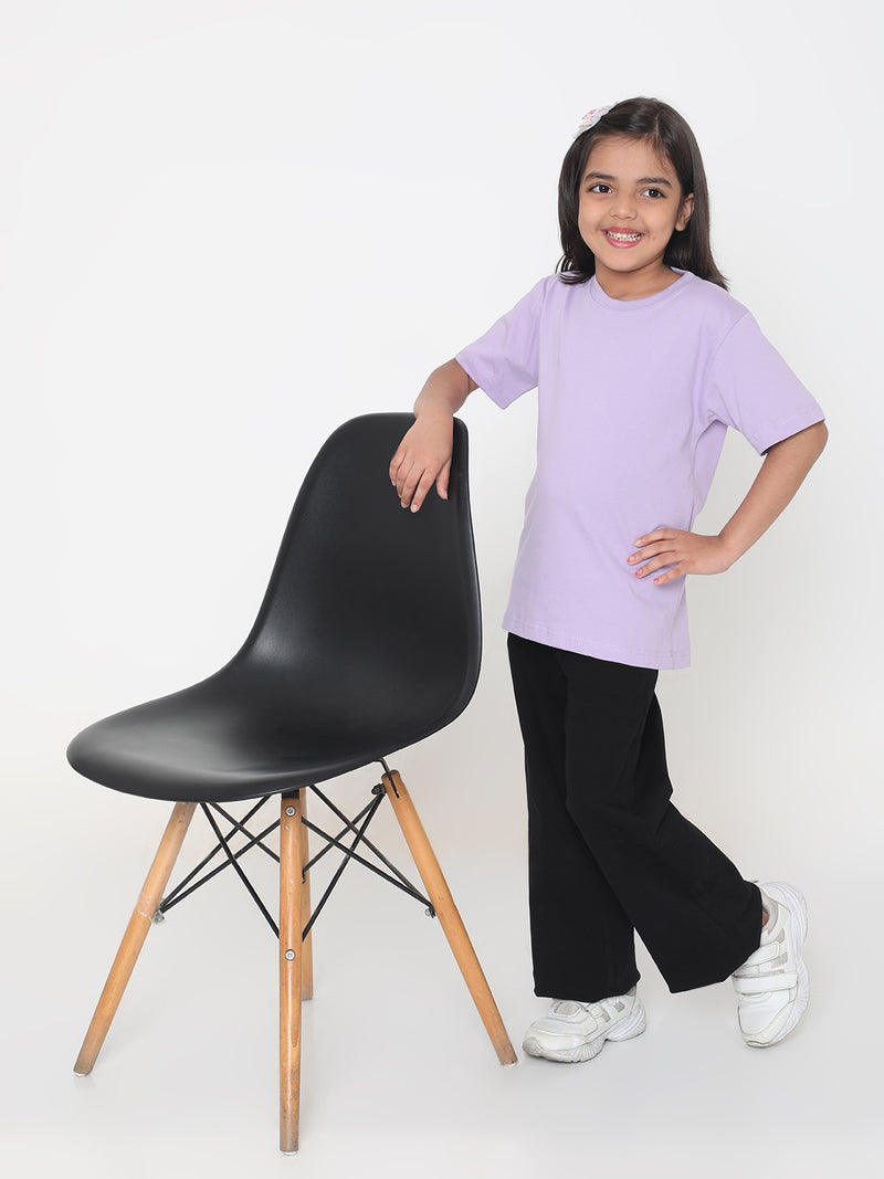 Kids Girls Pure Cotton Plain T-Shirt- Faltu.co