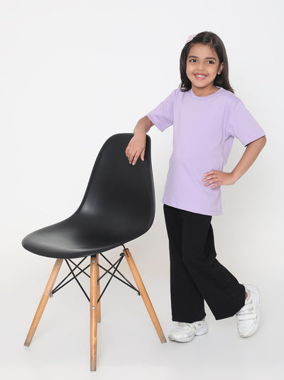 Kids Girls Pure Cotton Plain T-Shirt- Faltu.co