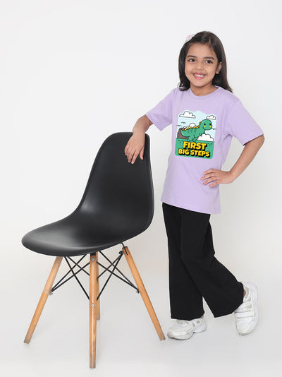 Kids Dinosaur First Big Steps T-shirt for Girls