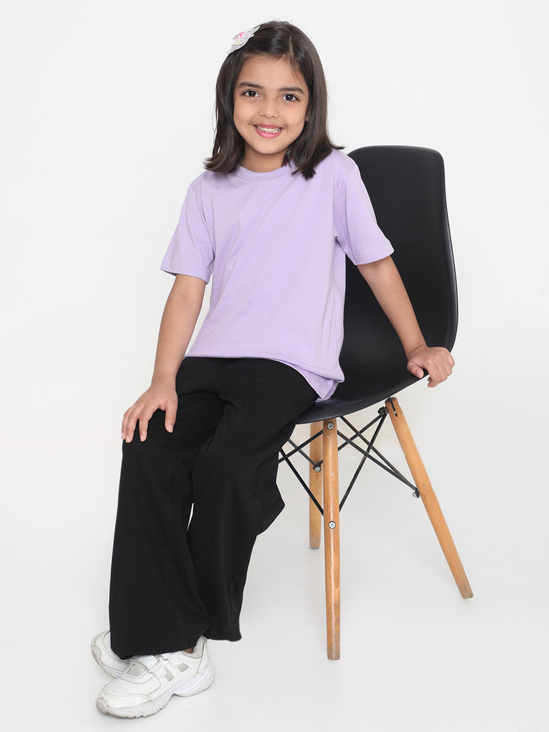 Kids Girls Pure Cotton Plain T-Shirt- Faltu.co