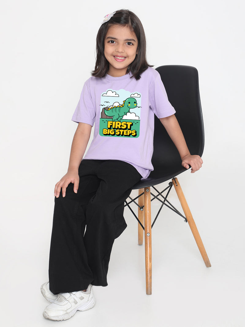 Kids Dinosaur First Big Steps T-shirt for Girls