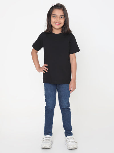 Kids Girls Pure Cotton Plain T-Shirt- Faltu.co