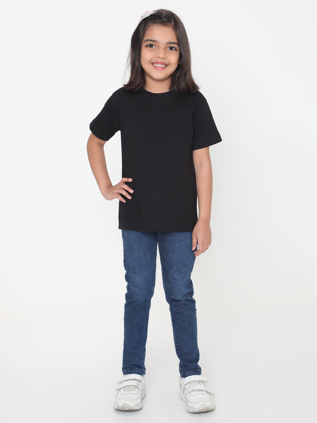 Kids Girls Pure Cotton Plain T-Shirt- Faltu.co