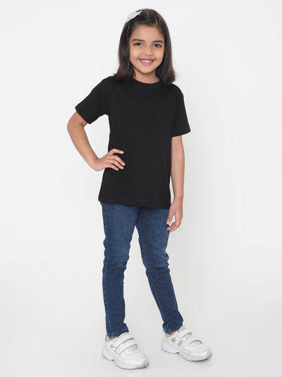 Kids Girls Pure Cotton Plain T-Shirt- Faltu.co