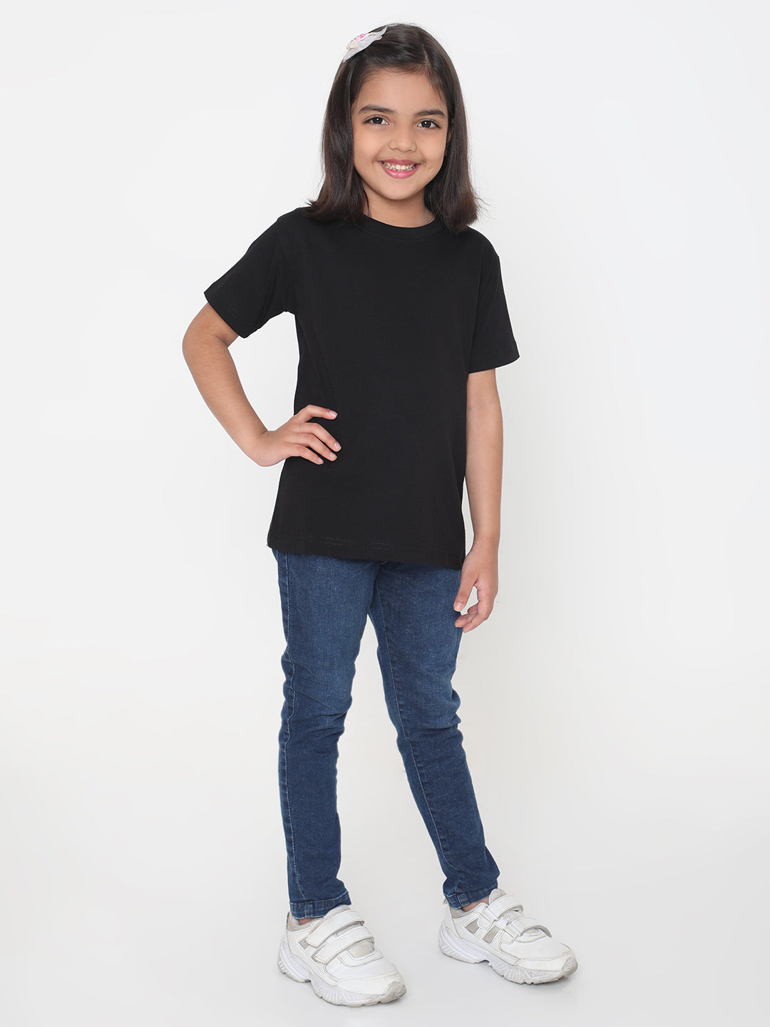 Kids Girls Pure Cotton Plain T-Shirt- Faltu.co