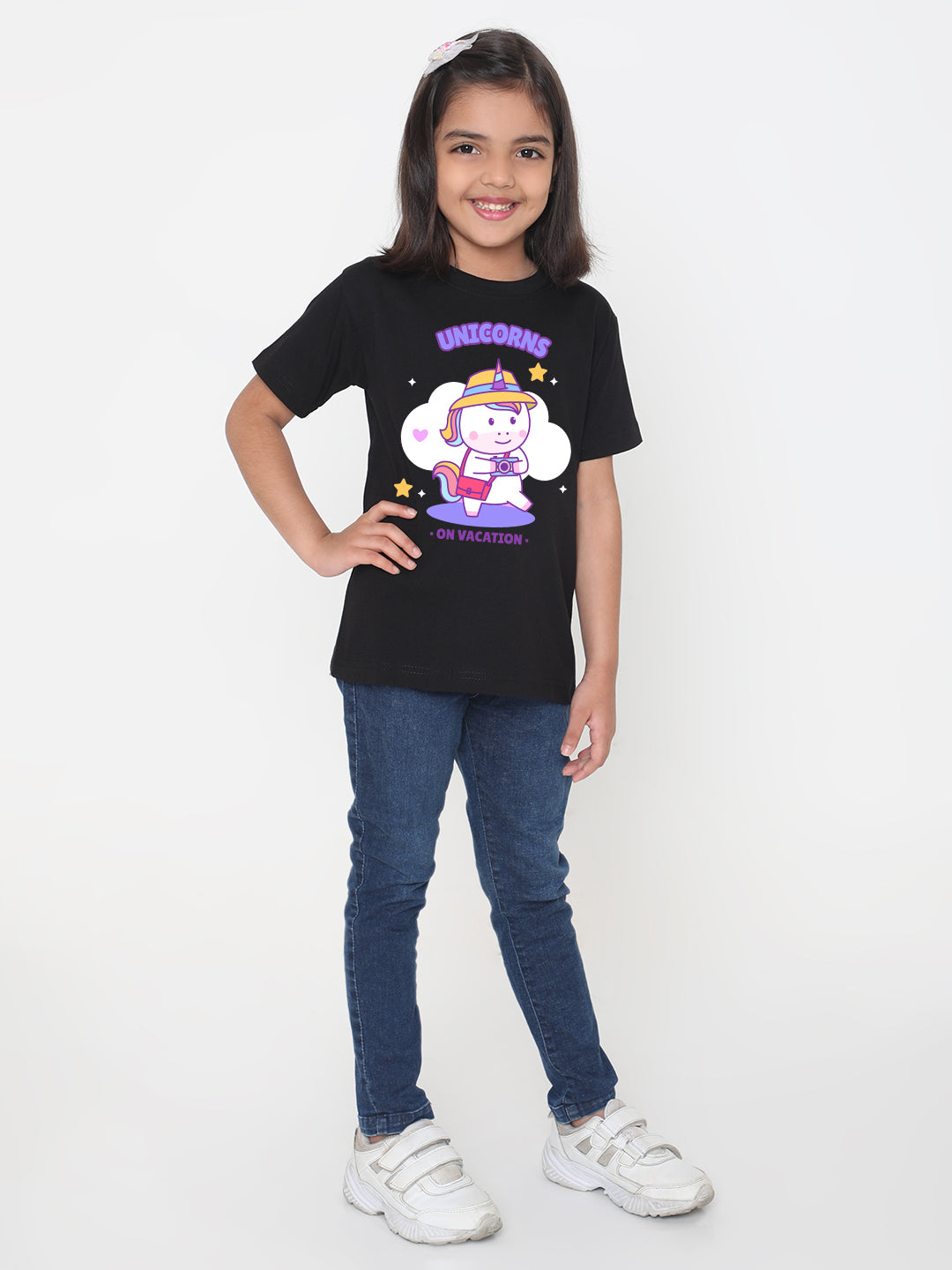 Kids Unicorn on Vacation T-shirt for Girls