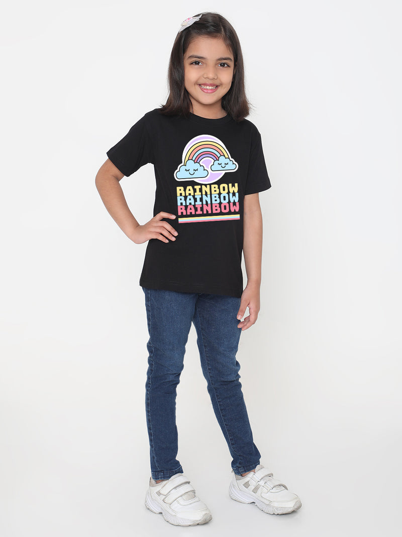 Rainbow Printed T-shirt for Kids Girls