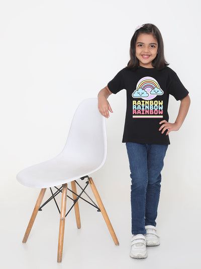 Rainbow Printed T-shirt for Kids Girls