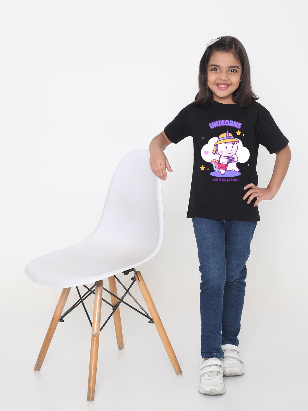 Kids Unicorn on Vacation T-shirt for Girls