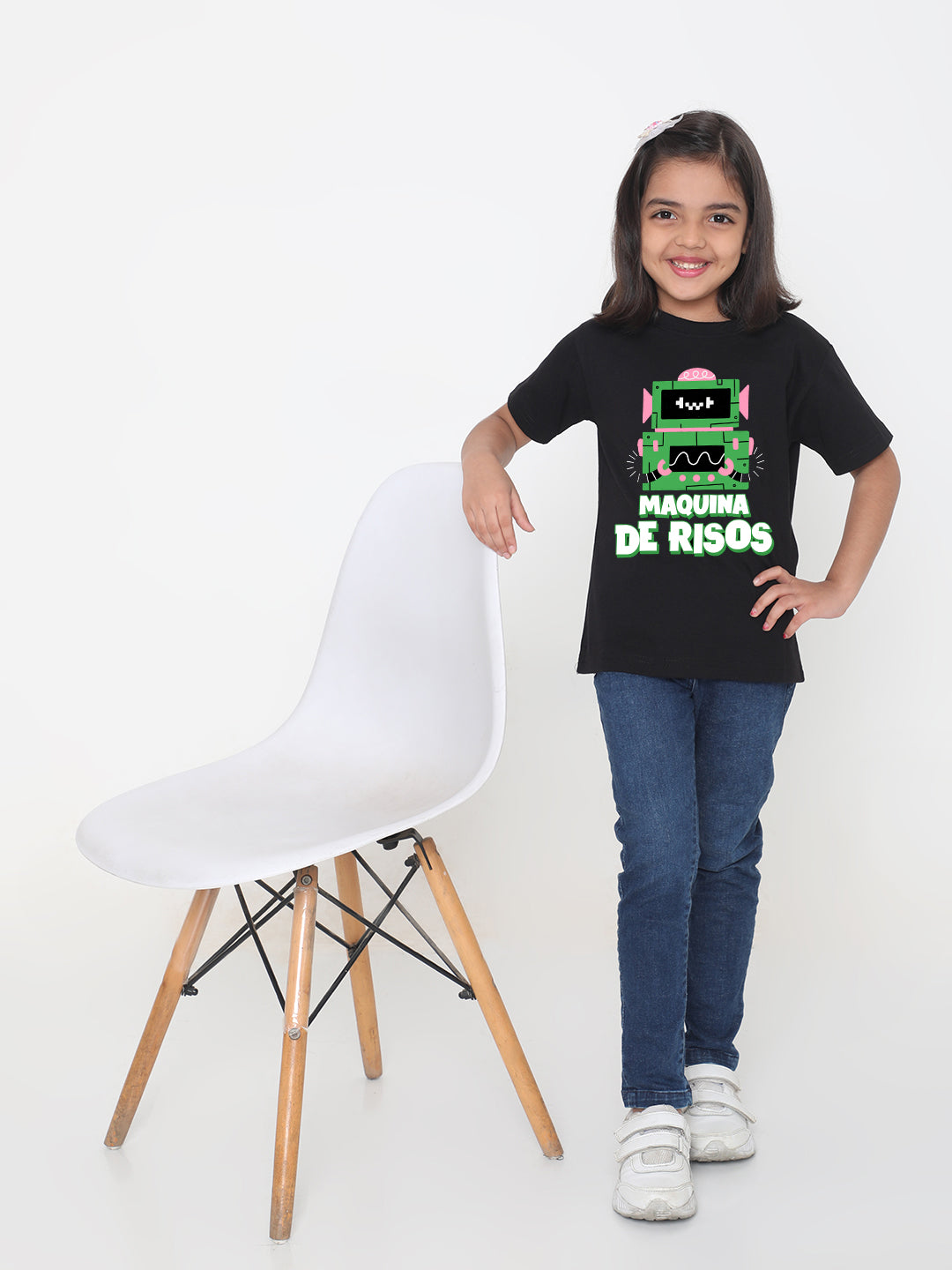 Kids Robot Maquina de Risos T-shirt for Girls