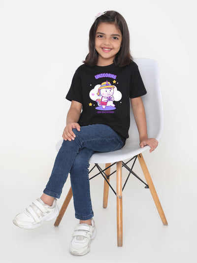 Kids Unicorn on Vacation T-shirt for Girls