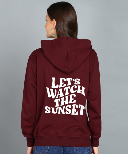 Back Printed Women's Cotton Full Zipper Sweatshirt Hoodies with Kangaroo Pocket Winter Wear Hooded Neck Sweatshirt