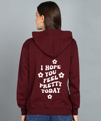 Back Printed Women's Cotton Full Zipper Sweatshirt Hoodies with Kangaroo Pocket Winter Wear Hooded Neck Sweatshirt
