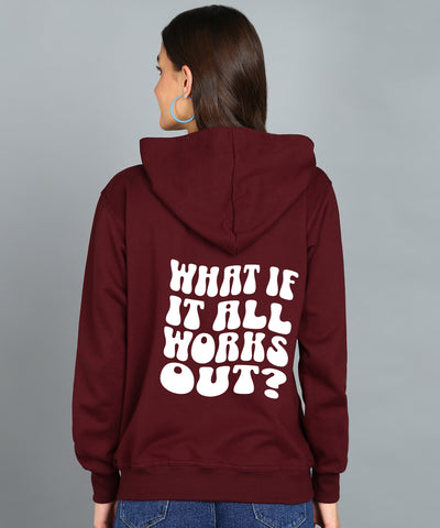 Back Printed Women's Cotton Full Zipper Sweatshirt Hoodies with Kangaroo Pocket Winter Wear Hooded Neck Sweatshirt