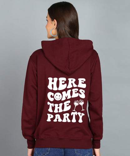 Back Printed Women's Cotton Full Zipper Sweatshirt Hoodies with Kangaroo Pocket Winter Wear Hooded Neck Sweatshirt