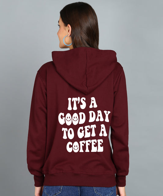 Back Printed Women's Cotton Full Zipper Sweatshirt Hoodies with Kangaroo Pocket Winter Wear Hooded Neck Sweatshirt