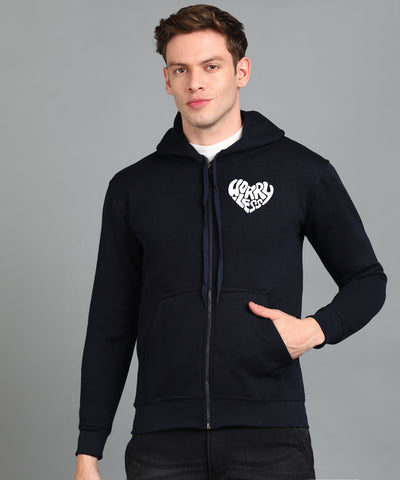 Worry Less Men’s Zipper Hooded Hoodie | Comfortable & Stylish Look