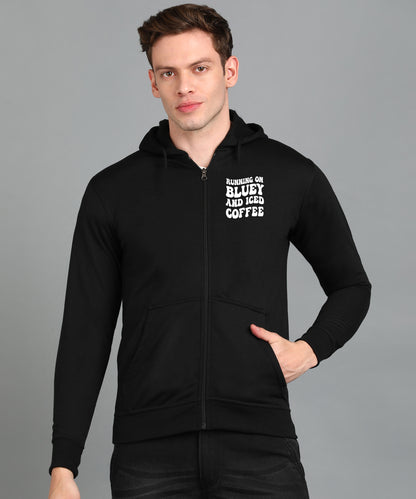 Running on Bluey and Iced Coffee Men’s Zipper Hoodie | Stylish & Cozy